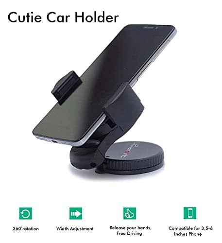 Phonokart Car Mobile Holder with One Click Technology,360° Rotational,Strong Suction Cup,Compatible with 4 to 6 Inch Devices,Wildshield and Dashboard Mobile Holder for Car (Black) The Digital Hub