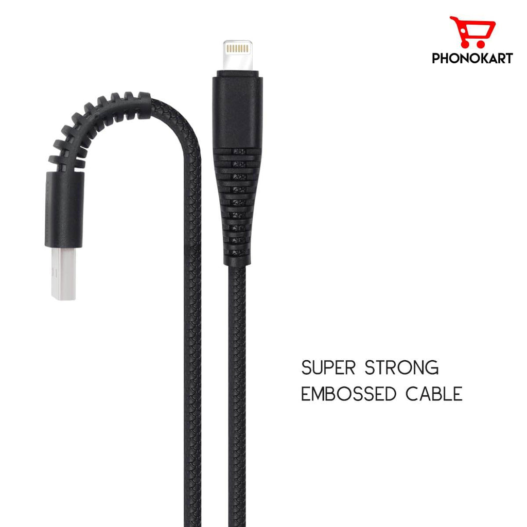 Phonokart Lightning Cable 1 m PKRPDAC-BLK (Compatible with Iphone, iPhone 12, iPhone 12 mini, iphone 11, Black) - The Digital Hub