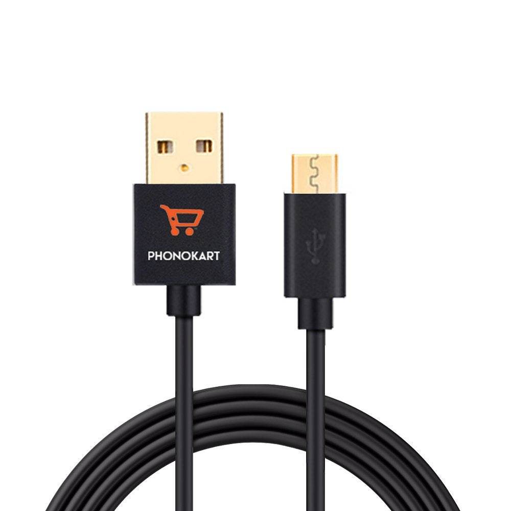 Phonokart Olive PKCOLEMC-BLK Micro USB Cable - 3.28 Feet (1 Meter) - (Black) - The Digital Hub