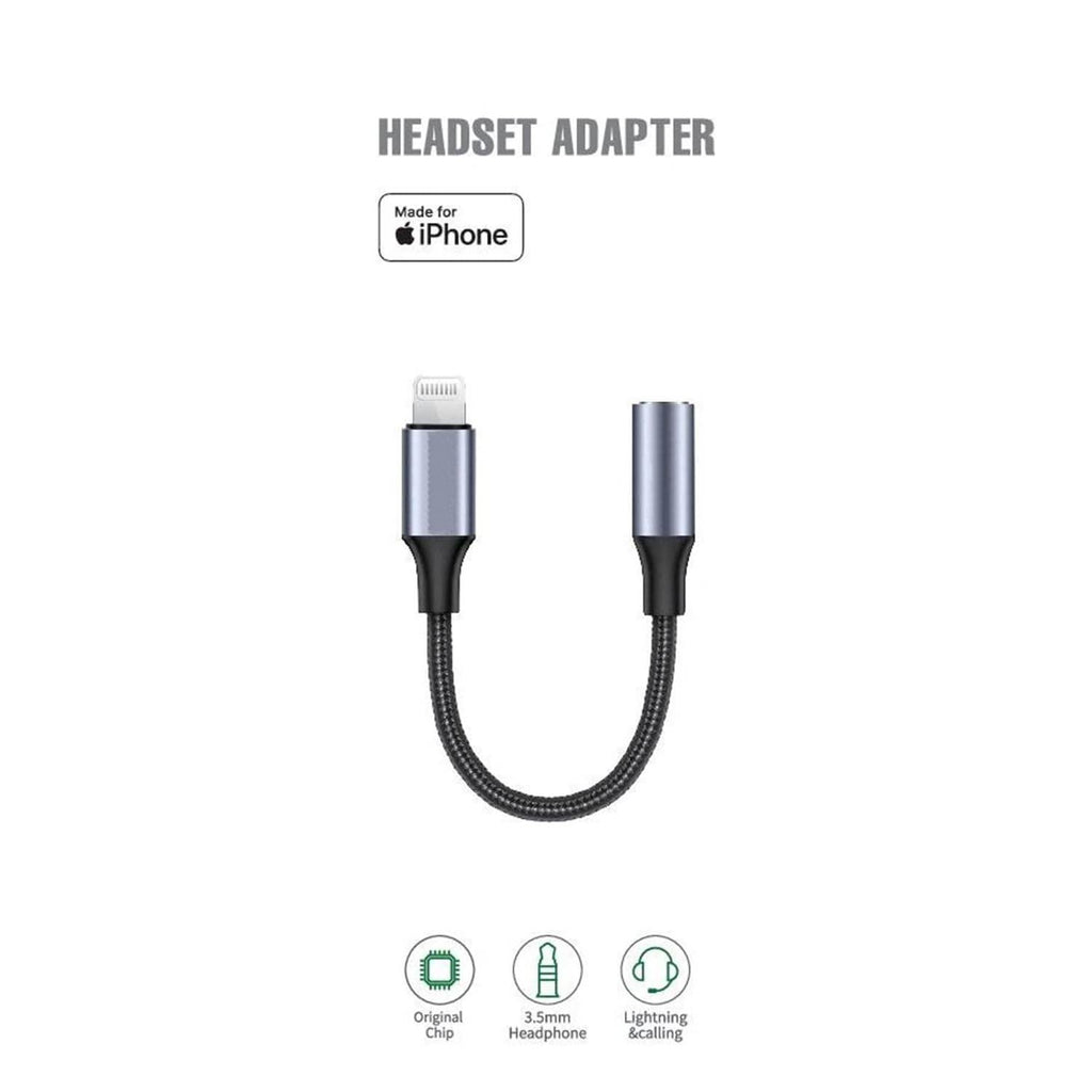 JTP Lightning to 3.5mm Audio Jack Adapter, Headphone Aux Connector Nylon Cable with Compatible for iPhone Model (Pack of 1) - The Digital Hub