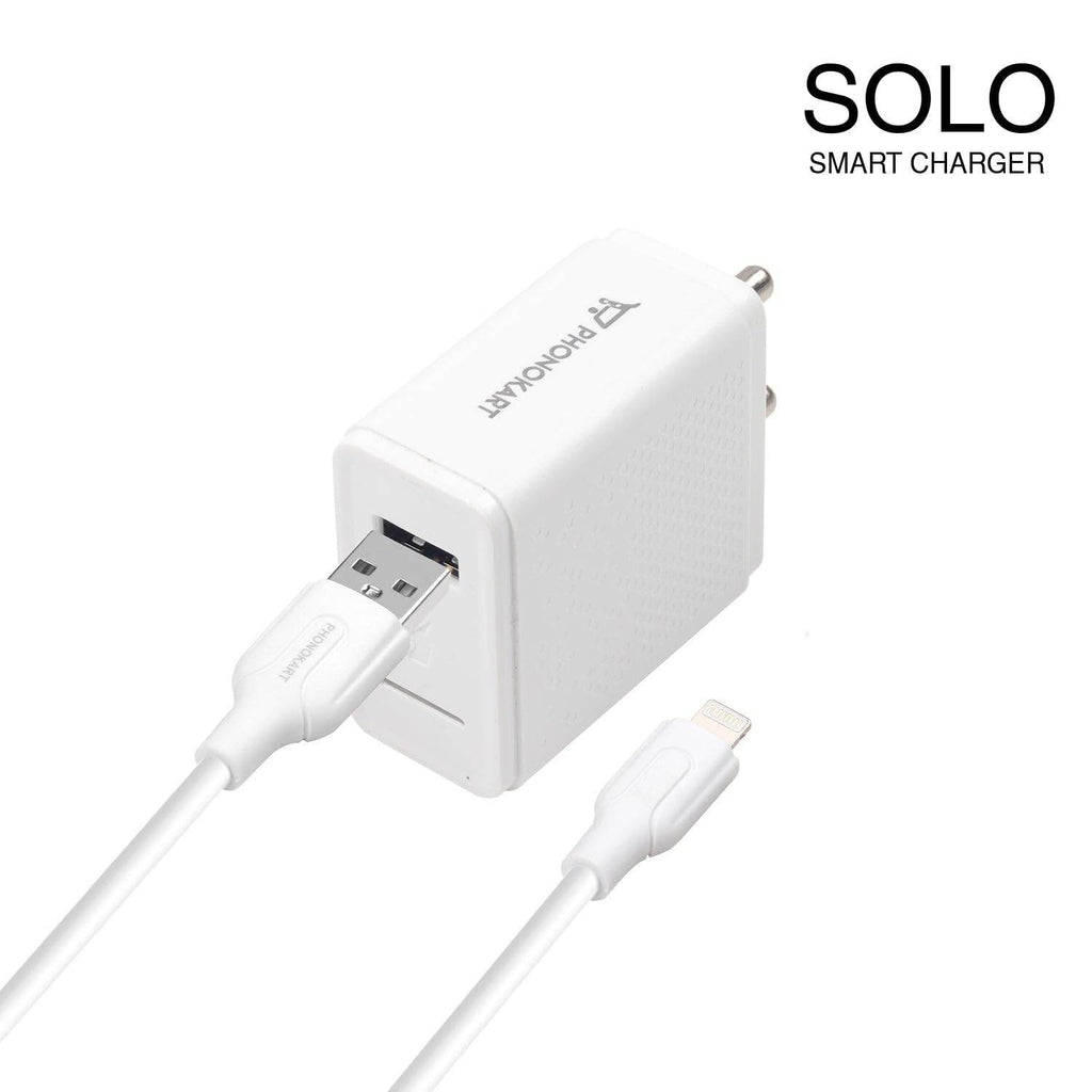 PHONOKART Solo Smart Charger with Fast Charge, Steady Current, Constant Temperature, Supports Dash/VOOC/Super VOOC/WARP, with 6 Amp Type C Cable, White - The Digital Hub