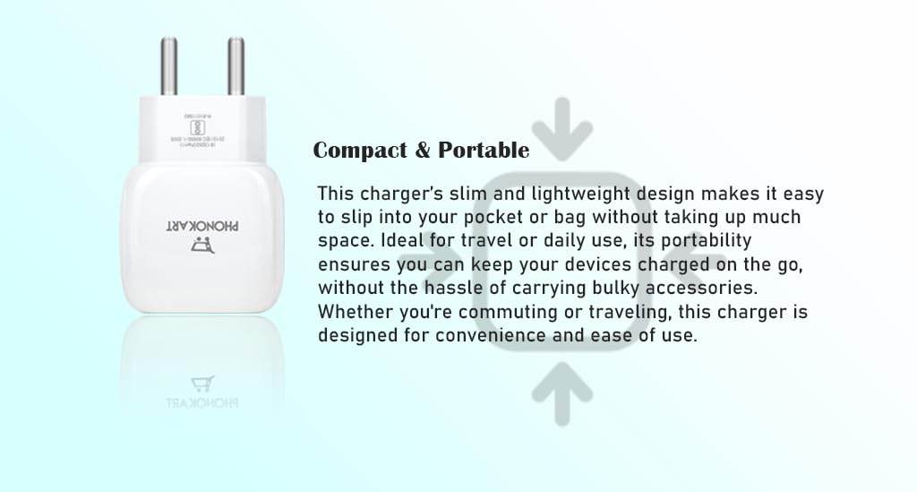 Phonokart Type-C Ultra Fast Mobile Charger 30W Dual Type-C Port Charger with Type C to Type C Cable, PD Type C Adapter for iPhone 15/14/13/12 Series, Samsung, Vivo & Other Android Devices PD 3.0 - The Digital Hub