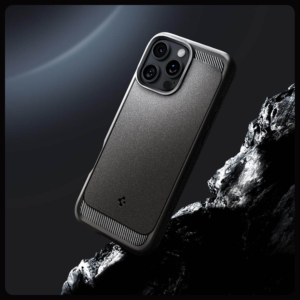 Spigen Rugged Armor Magfit Back Cover Case Compatible with iPhone 16 Pro Max (TPU + Poly Carbonate | Gray) - The Digital Hub