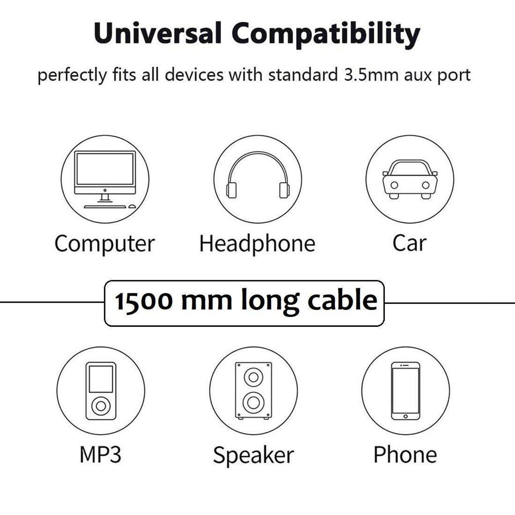 JTP Indestructible 3.5mm Male to Male Gold Plated Connectors Metallic Aux Audio Cable Nylon braided 1.5 Meter (5 Feet) (Pack of 2) - The Digital Hub