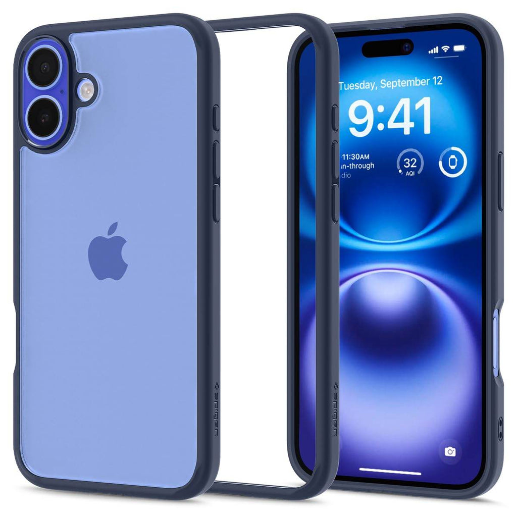 Spigen Ultra Hybrid Back Cover Case Compatible with iPhone 16 (TPU + Poly Carbonate | Navy Blue) - The Digital Hub