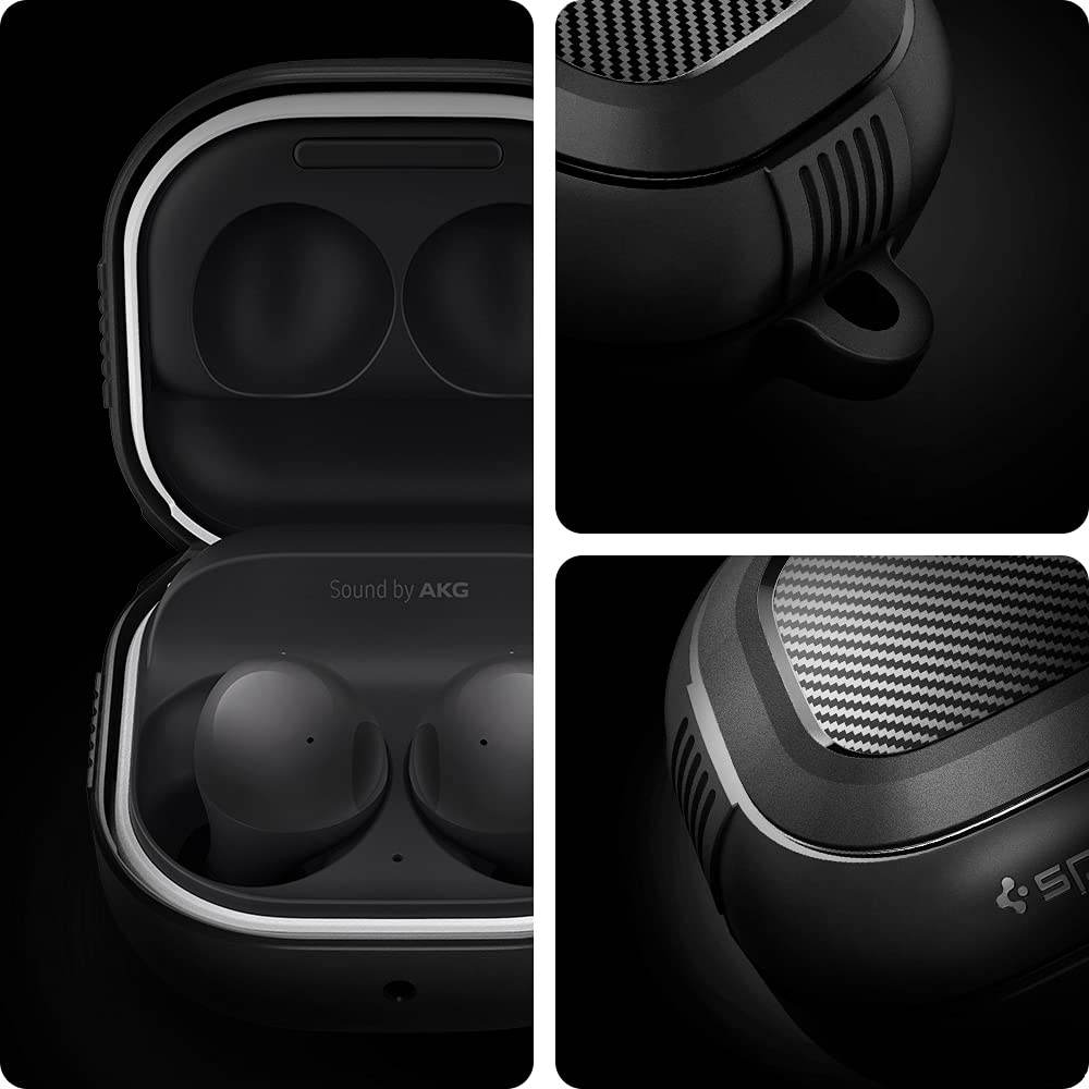 Spigen Rugged Armor Cover Case Designed for Samsung Galaxy Buds 2Pro (2022) | Galaxy Buds 2 (2021) | Galaxy Buds Pro (2021) | Galaxy Buds Live (2020) - Matte Black - The Digital Hub