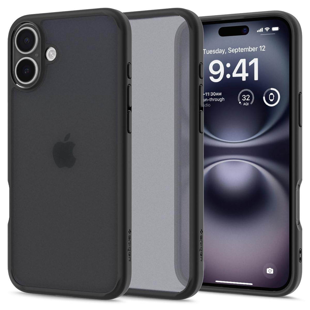 Spigen Ultra Hybrid Back Cover Case Compatible with iPhone 16 (TPU + Poly Carbonate | Frost Black) - The Digital Hub