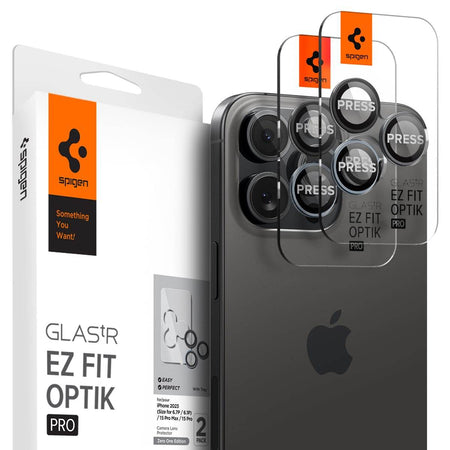 Spigen EZ Fit Optik Pro Tempered Glass Camera Lens Protector Guard for iPhone 16 Pro / 16 Pro Max / 15 Pro / 15 Pro Max / 14 Pro / 14 Pro Max (ZeroOne Edition) - 2 Pack - The Digital Hub