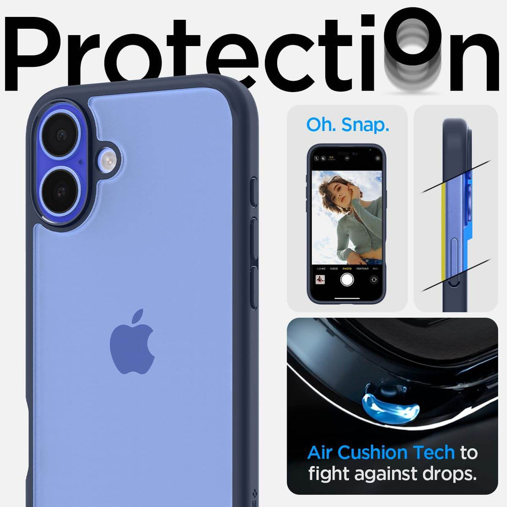 Spigen Ultra Hybrid Back Cover Case Compatible with iPhone 16 (TPU + Poly Carbonate | Navy Blue) - The Digital Hub