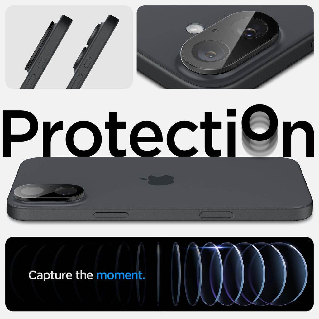 Spigen Glas.tR Optik Tempered Glass Camera Lens Protector Guard for iPhone 16/16 Plus (Black) - 2 Pack - The Digital Hub