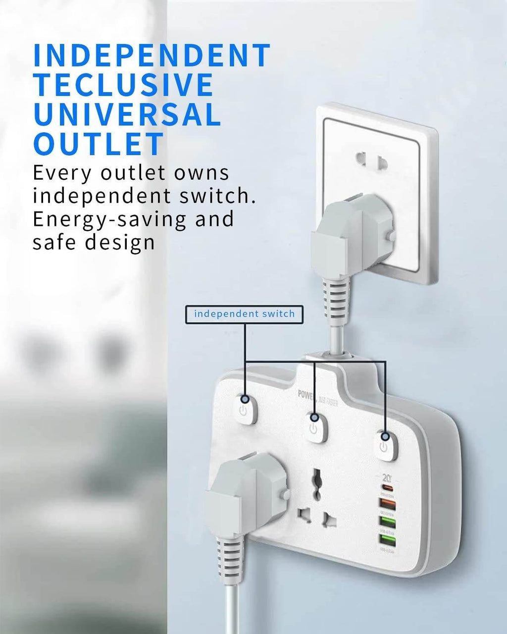 JTP-3611 Universal Power Strip USB Outlet Extension Cord Adapter Wall Charger Surge Protector Socket with 4 USB Port - The Digital Hub