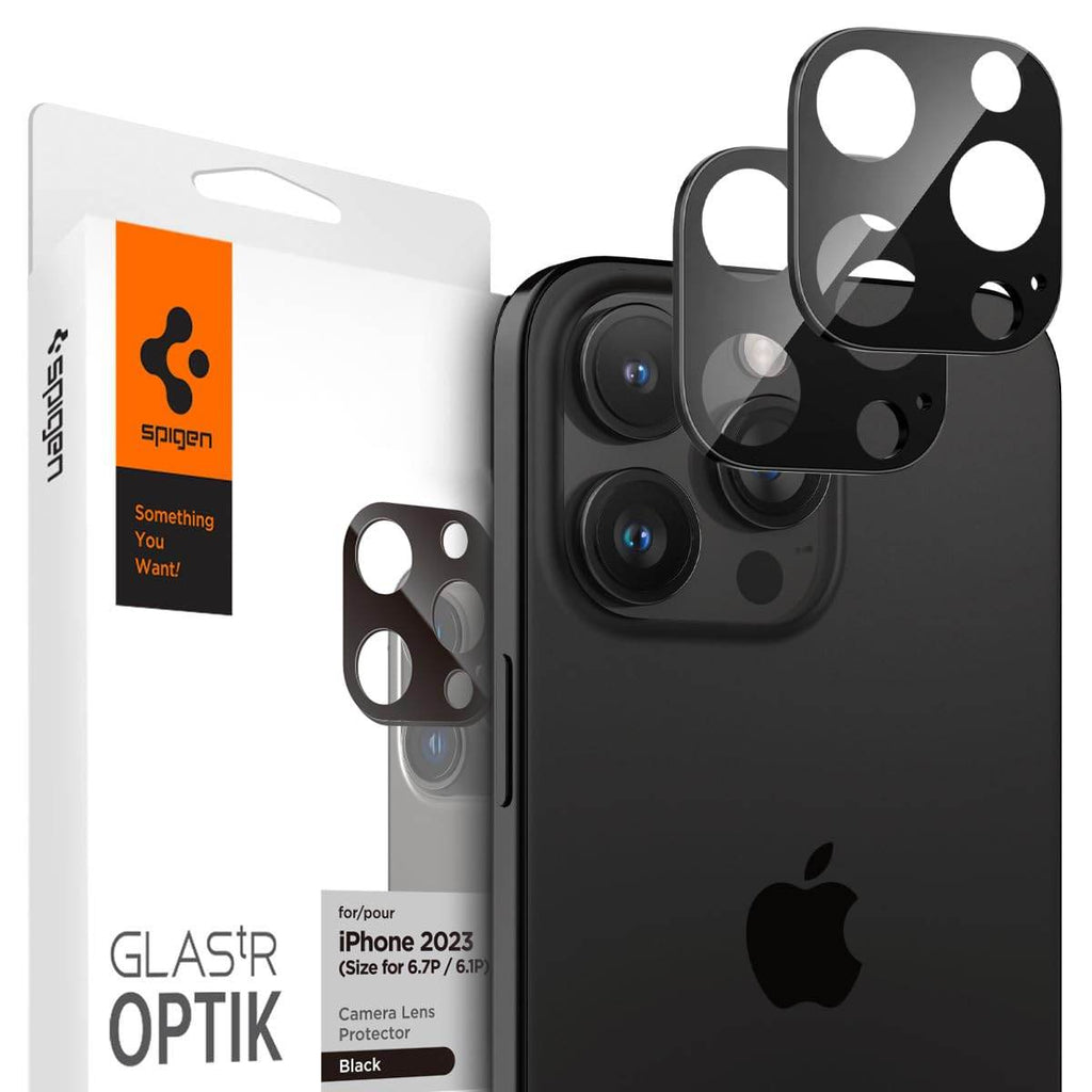 Spigen Glas.tR Optik Tempered Glass Camera Lens Protector Guard for iPhone 16 Pro / 16 Pro Max / 15 Pro / 15 Pro Max / 14 Pro / 14 Pro Max (Black) - 2 Pack - The Digital Hub