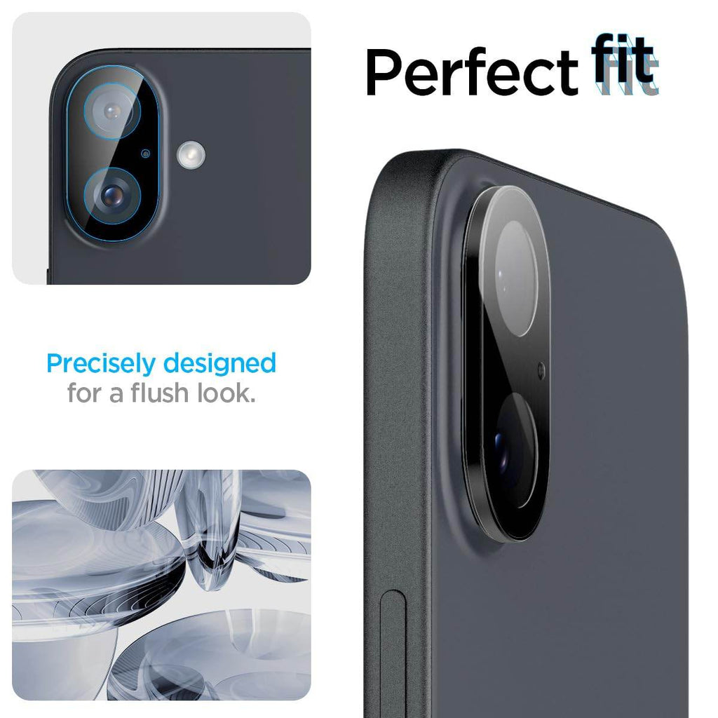 Spigen Glas.tR Optik Tempered Glass Camera Lens Protector Guard for iPhone 16/16 Plus (Black) - 2 Pack - The Digital Hub