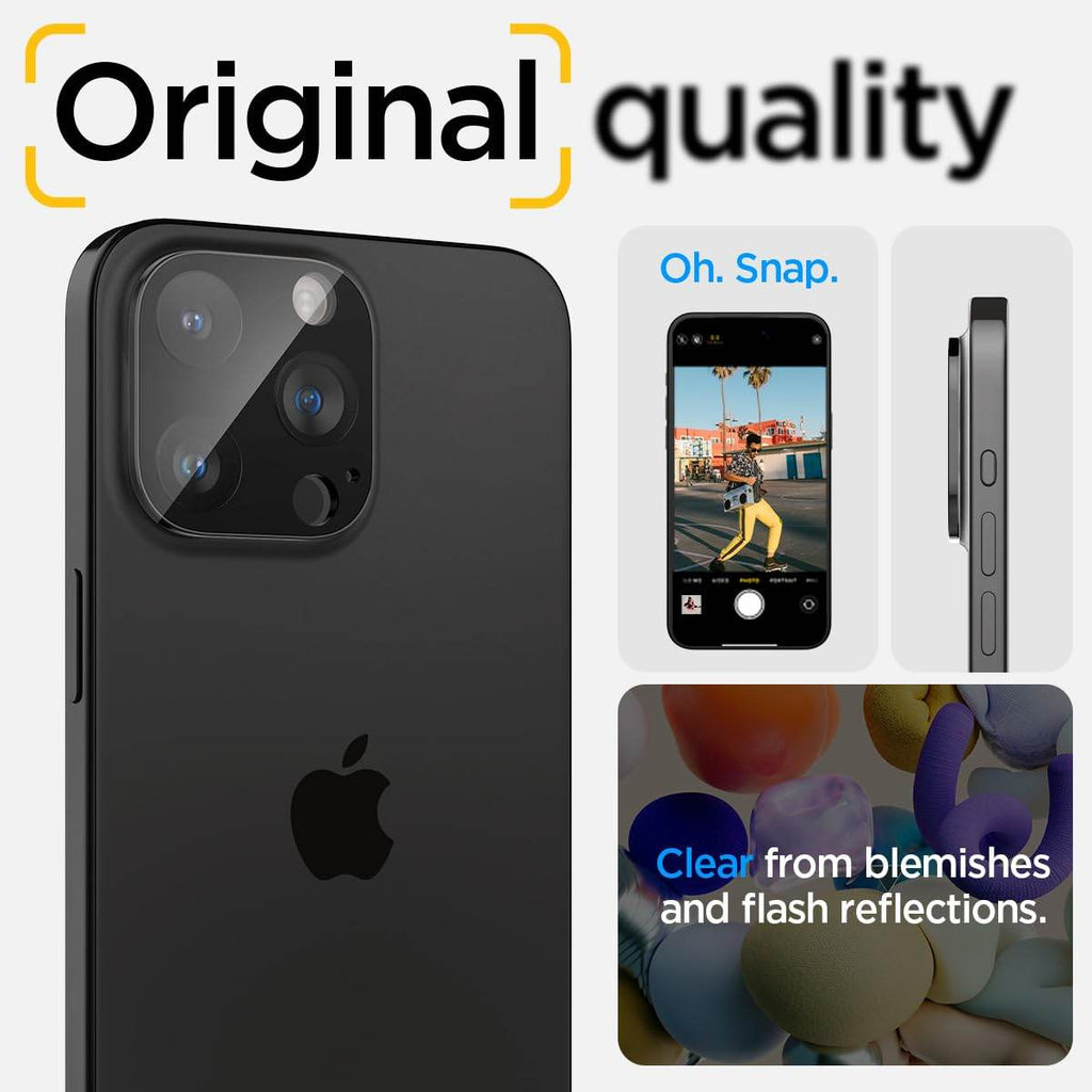 Spigen Glas.tR Optik Tempered Glass Camera Lens Protector Guard for iPhone 16 Pro / 16 Pro Max / 15 Pro / 15 Pro Max / 14 Pro / 14 Pro Max (Black) - 2 Pack - The Digital Hub