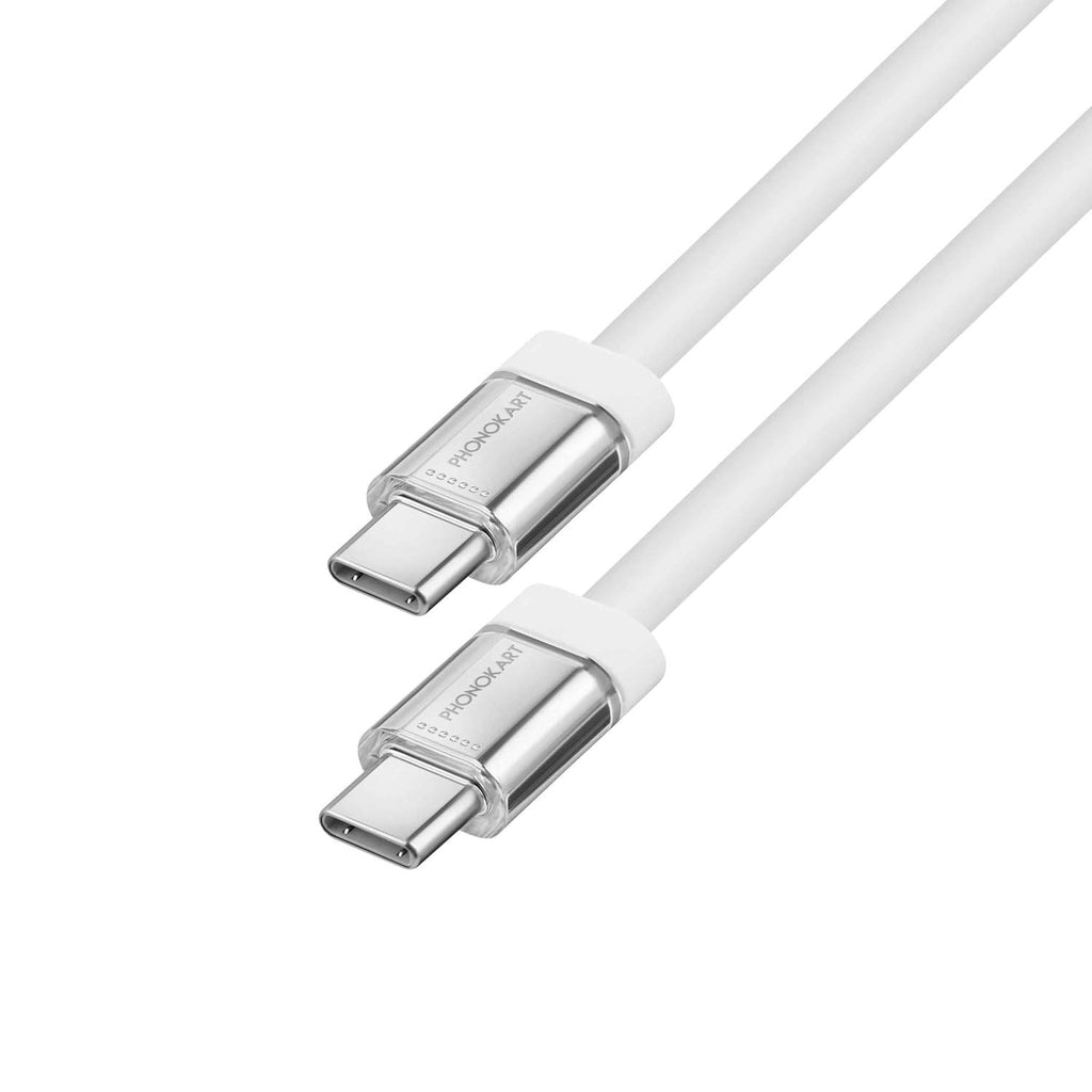 Phonokart Glaze Type C to Type C 1M 65W Fast Charging Cable, Compatible with iPhone 16, iPhone 15 Pro/Max Series, Macbook Air/Pro, Samsung Galaxy S24, S24 Ultra, S23 Flip, Fold, OnePlus - The Digital Hub