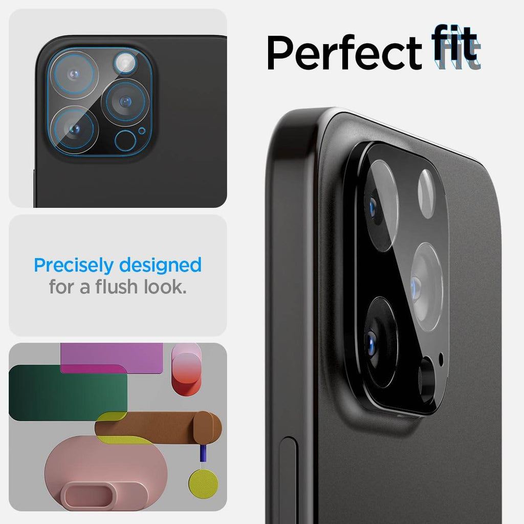 Spigen Glas.tR Optik Tempered Glass Camera Lens Protector Guard for iPhone 16 Pro / 16 Pro Max / 15 Pro / 15 Pro Max / 14 Pro / 14 Pro Max (Black) - 2 Pack - The Digital Hub