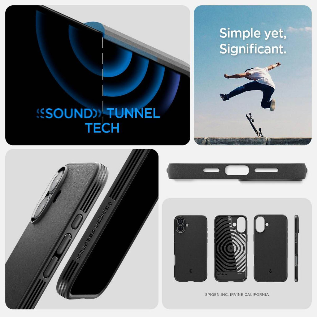 Spigen Essential Sand Blast Back Cover Case Compatible with iPhone 16 (TPU | Matte Black) - The Digital Hub