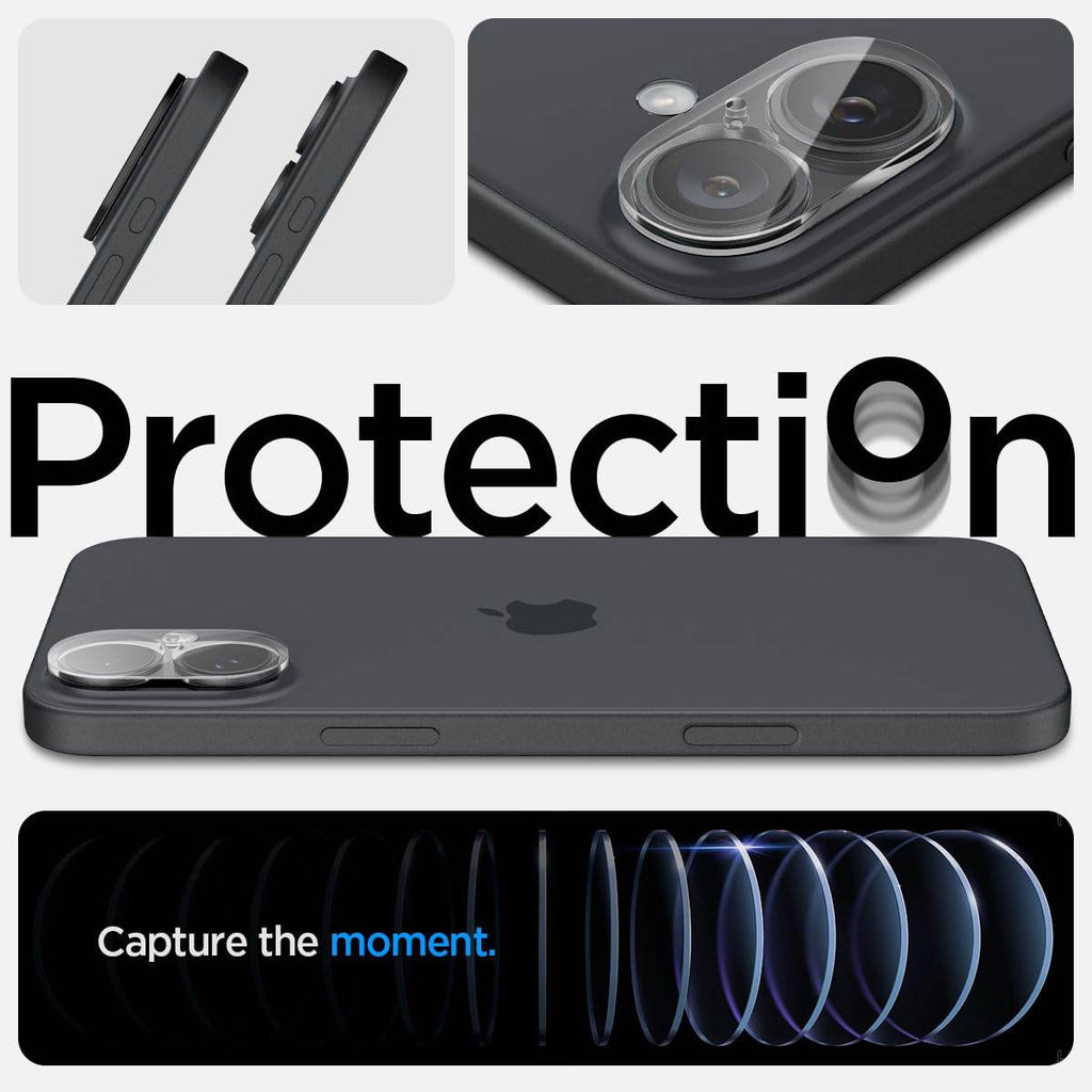 Spigen Glas.tR Optik Tempered Glass Camera Lens Protector Guard for iPhone 16/16 Plus (Clear) - 2 Pack - The Digital Hub