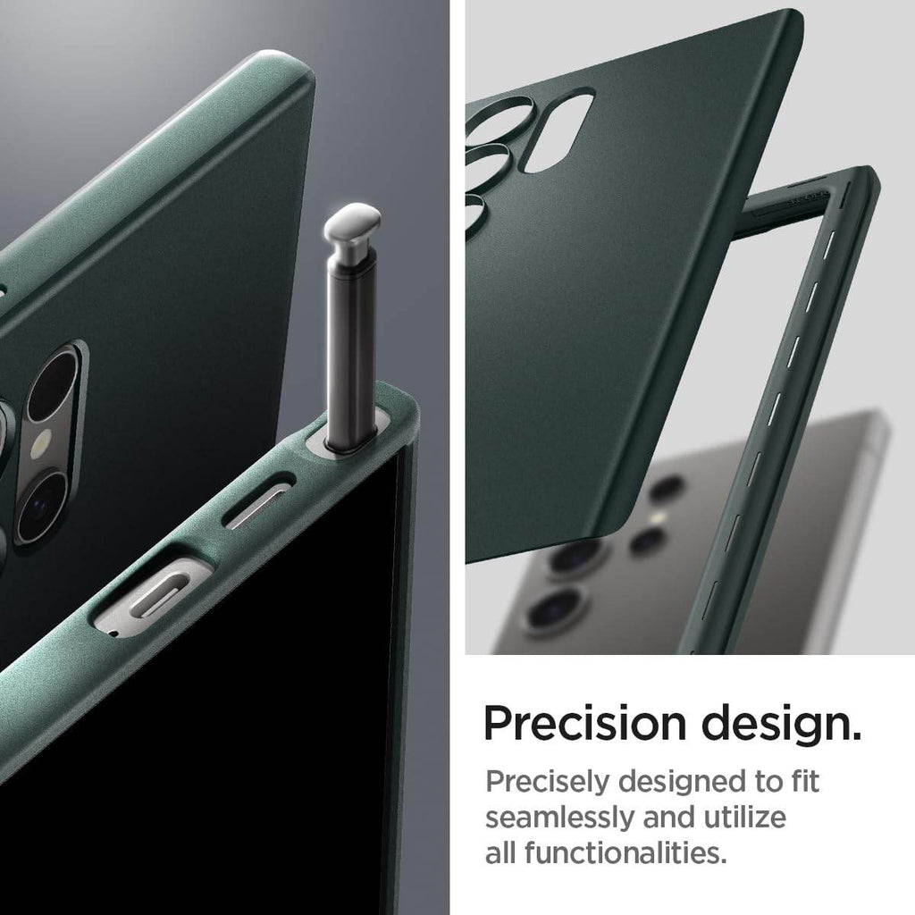 Spigen Thin FIt Back Cover Case Compatible with Galaxy S24 Ultra (TPU + Poly Carbonate | Abyss Green) - The Digital Hub