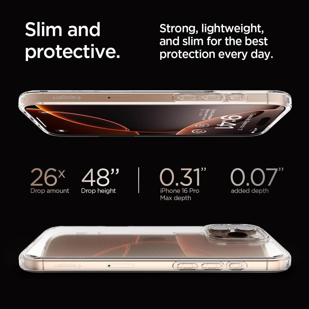 Spigen Ultra Hybrid Back Cover Case Compatible with iPhone 16 Pro Max (TPU + Poly Carbonate | Crystal Clear) - The Digital Hub