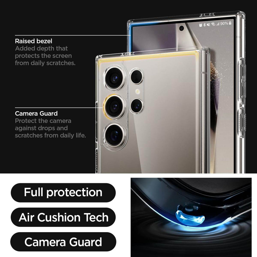 Spigen Ultra Hybrid Back Cover Case Compatible with Galaxy S24 Ultra (TPU + Poly Carbonate | Crystal Clear) - The Digital Hub