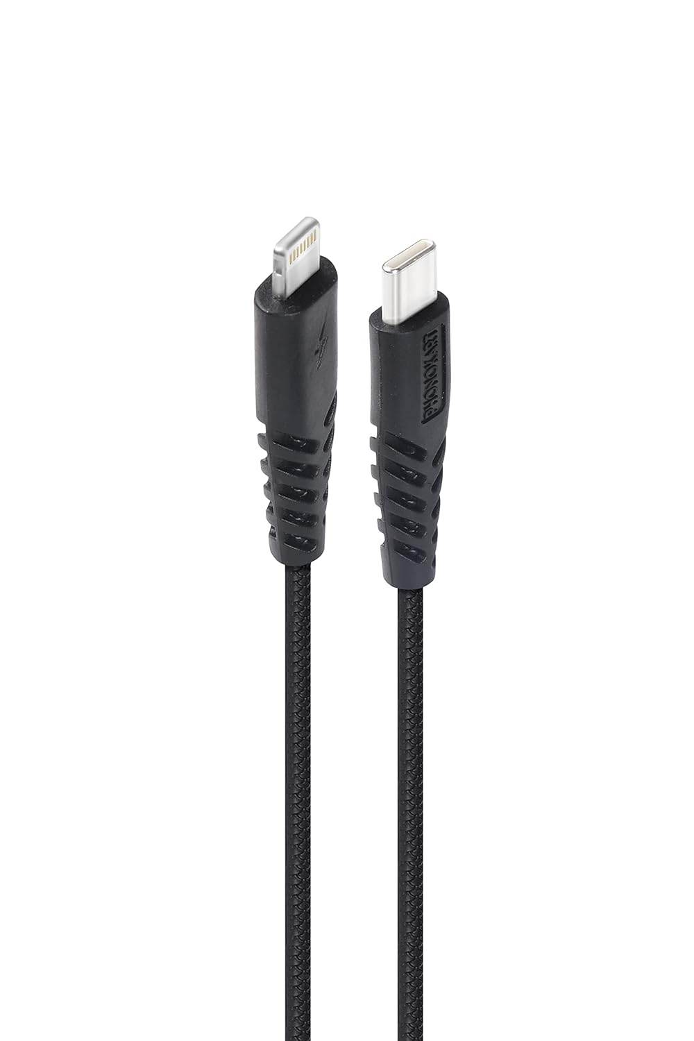 Phonokart Lightning Cable 5 A 2 m TPE BRAIDED PKSWIFTCL15-BLK (Compatible with iPhone 13, iPhone 12, iPhone X, iPhone 11, Black, One Cable) - The Digital Hub