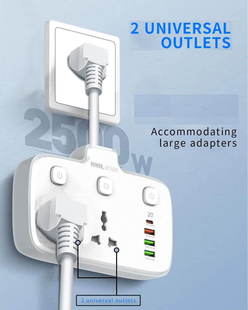 JTP-3611 Universal Power Strip USB Outlet Extension Cord Adapter Wall Charger Surge Protector Socket with 4 USB Port - The Digital Hub