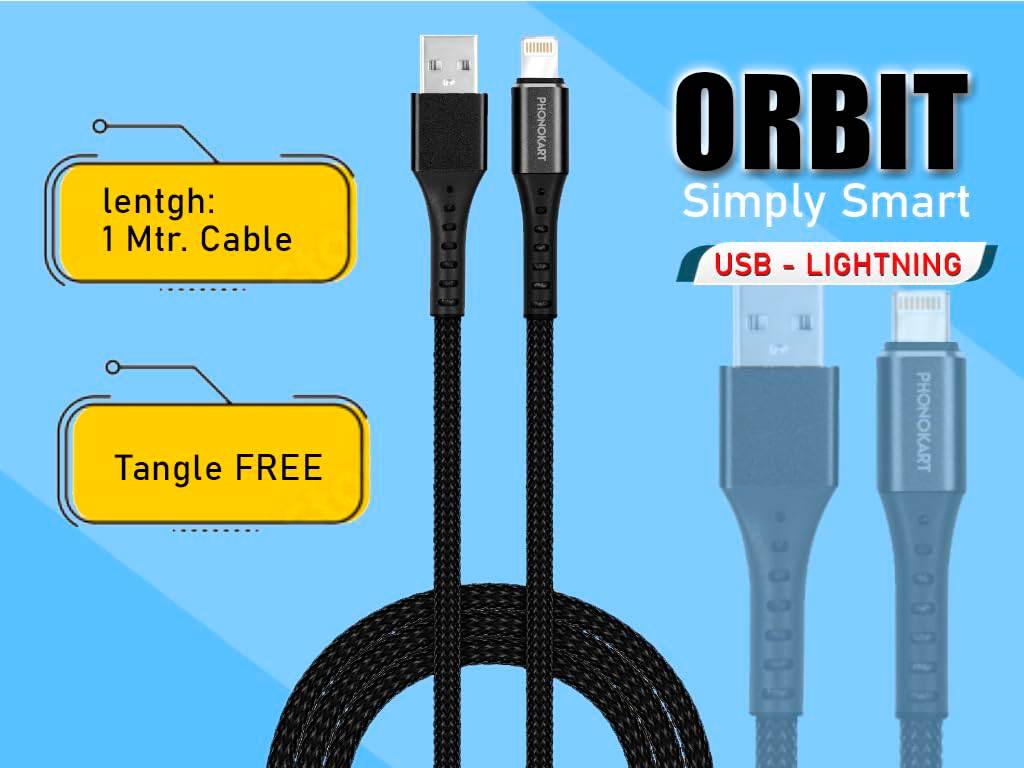 Phonokart Lightning Cable 3.5 A 1.5 m FISHNET PKORBITL-BLK (Compatible with All apple iphone mobiles and tablets, Grey, One Cable) - The Digital Hub