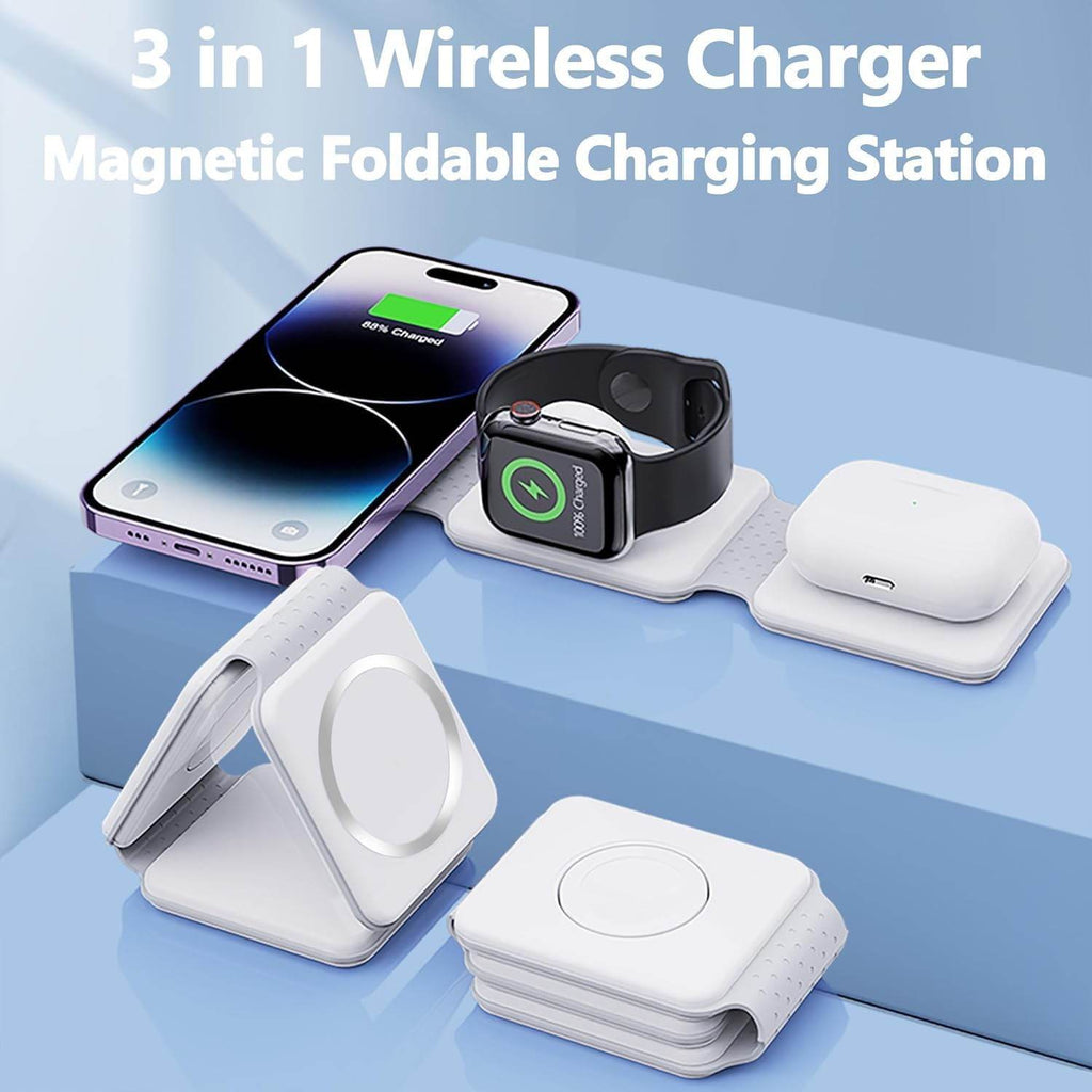 JTP 3 in 1 Folding Magnetic Wireless Charger 15 W Charging Power for IWATCH AIRPODS and Smartphone (JTP-W3) - The Digital Hub