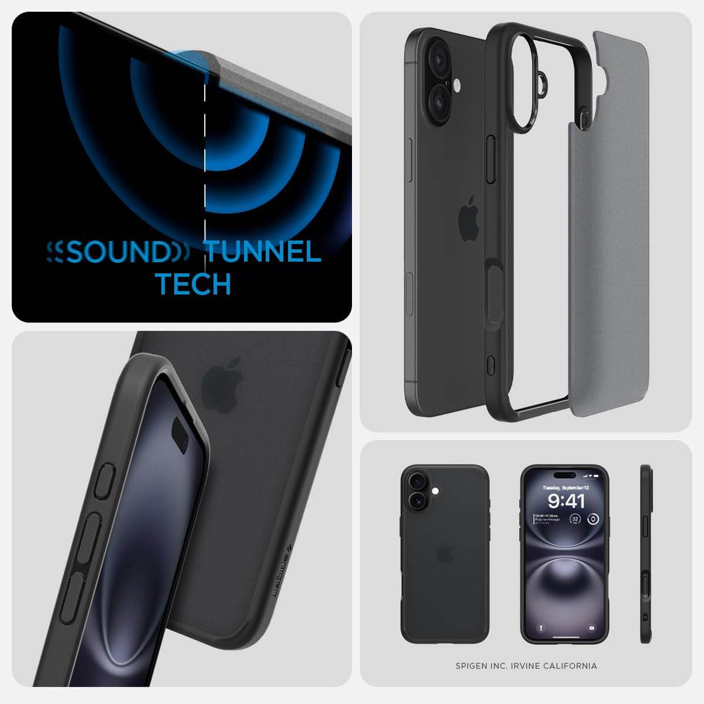 Spigen Ultra Hybrid Back Cover Case Compatible with iPhone 16 (TPU + Poly Carbonate | Frost Black) - The Digital Hub