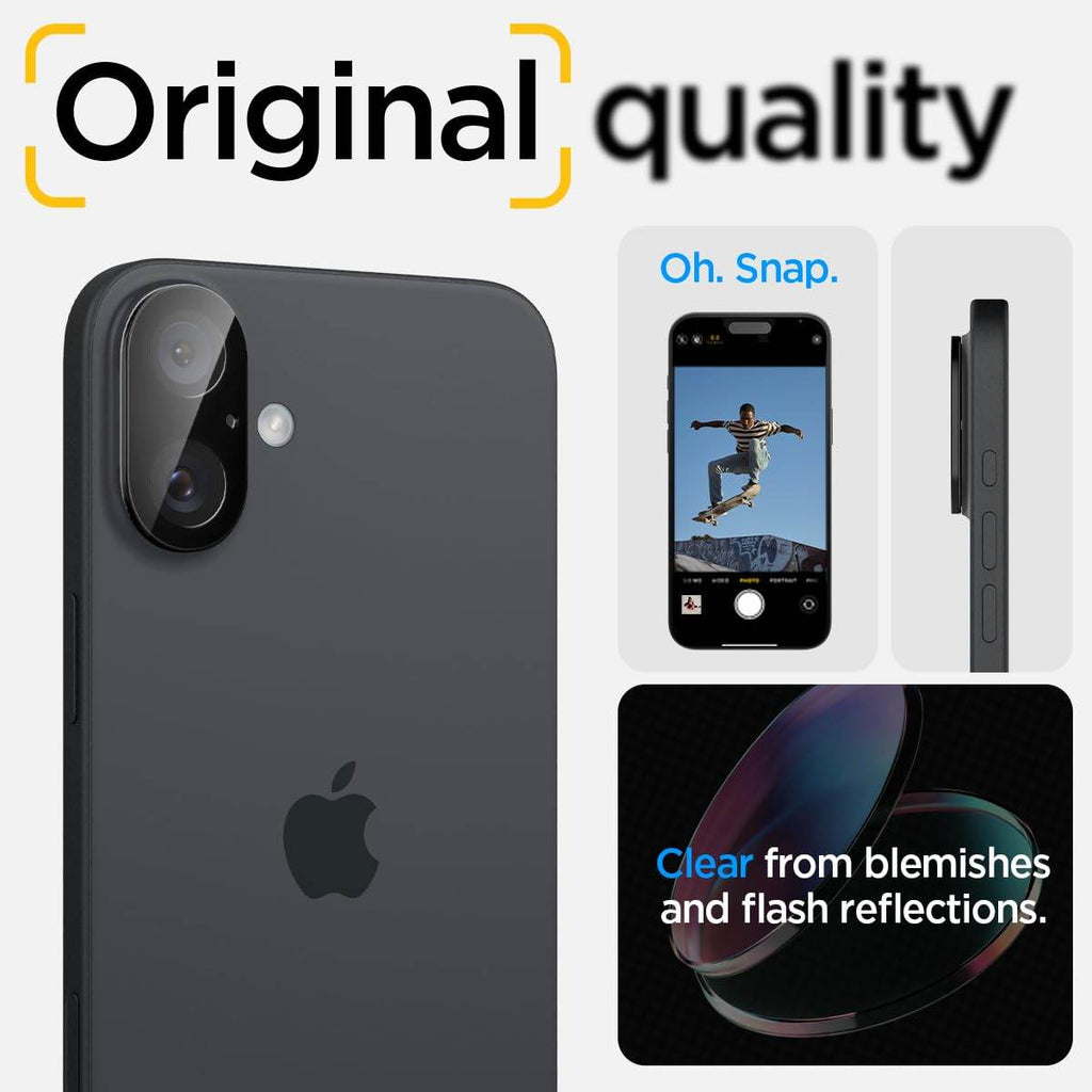 Spigen Glas.tR Optik Tempered Glass Camera Lens Protector Guard for iPhone 16/16 Plus (Black) - 2 Pack - The Digital Hub