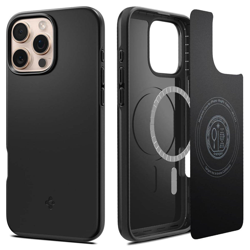 Spigen Thin Fit Magfit Back Cover Case Compatible with iPhone 16 Pro Max (TPU + Poly Carbonate | Black) - The Digital Hub