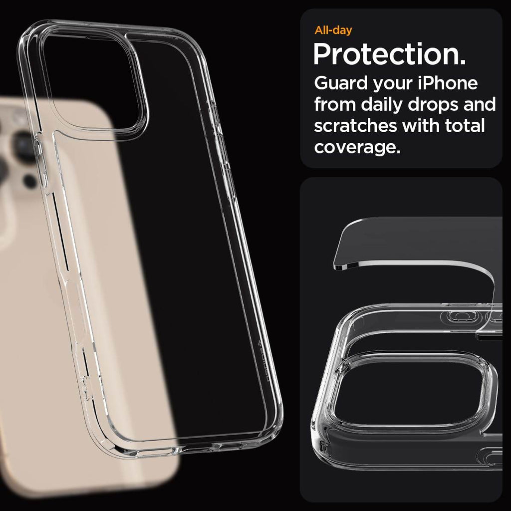 Spigen Ultra Hybrid Back Cover Case Compatible with iPhone 16 Pro Max (TPU + Poly Carbonate | Crystal Clear) - The Digital Hub