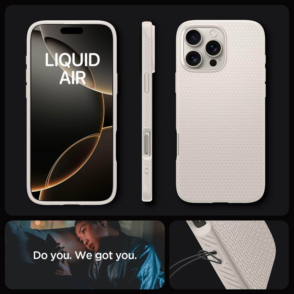 Spigen Liquid Air Back Cover Case Compatible with iPhone 16 Pro Max (TPU | Natural Titanium) - The Digital Hub