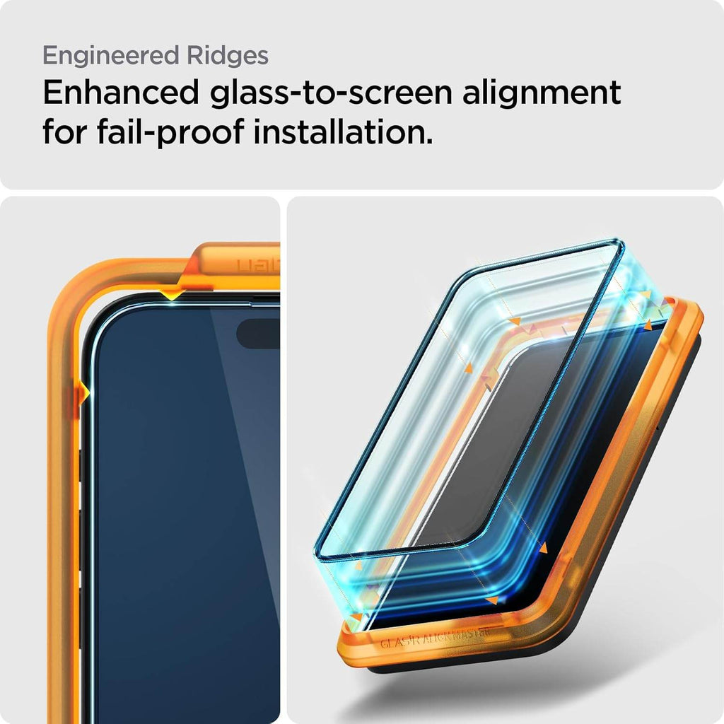 Spigen Alignmaster Full Coverage Tempered Glass Screen Protector Guard For Iphone 15 (2 Pack) for Smartphone - The Digital Hub