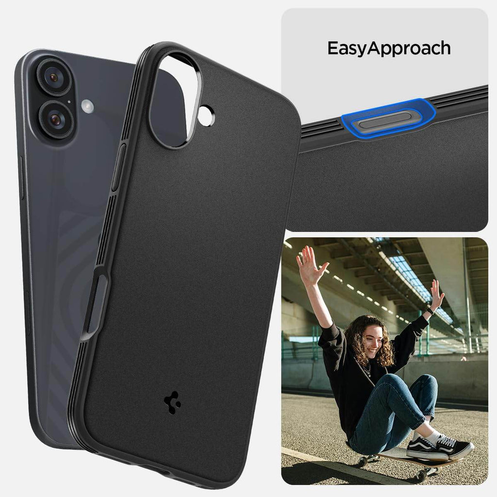 Spigen Essential Sand Blast Back Cover Case Compatible with iPhone 16 (TPU | Matte Black) - The Digital Hub