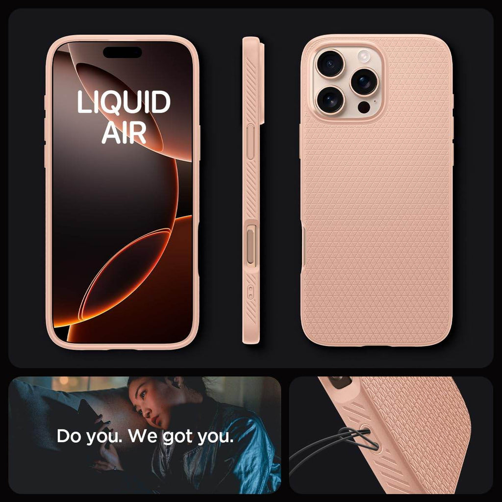 Spigen Liquid Air Back Cover Case Compatible with iPhone 16 Pro Max (TPU | Rose Titanium) - The Digital Hub