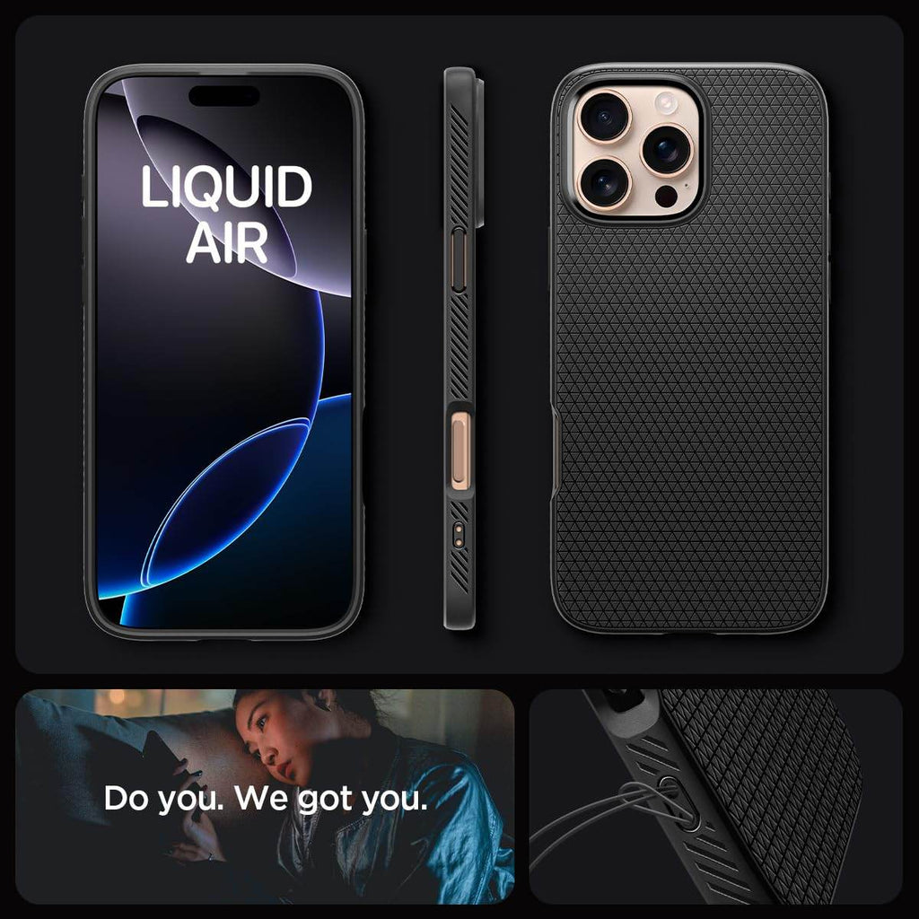 Spigen Liquid Air Back Cover Case Compatible with iPhone 16 Pro Max (TPU | Matte Black) - The Digital Hub