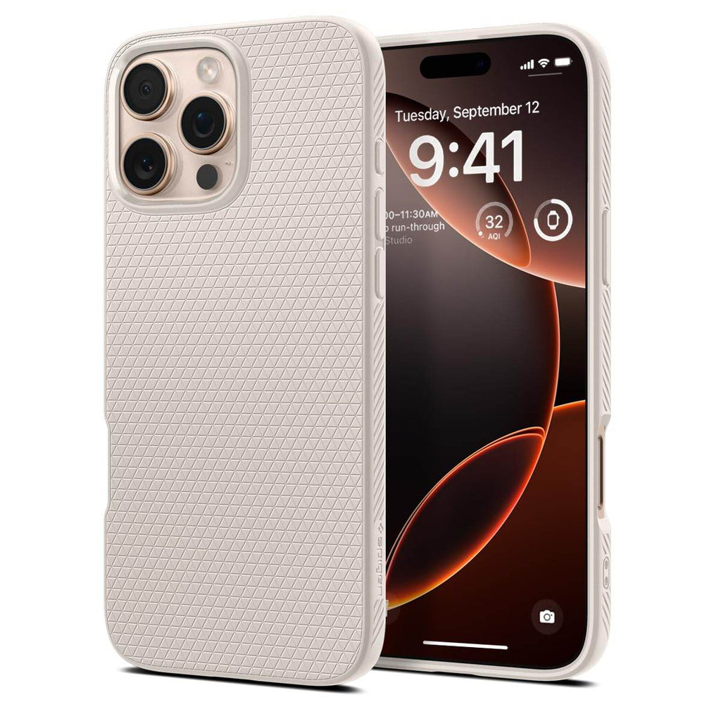 Spigen Liquid Air Back Cover Case Compatible with iPhone 16 Pro Max (TPU | Natural Titanium) - The Digital Hub