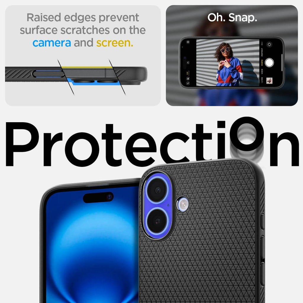 Spigen Liquid Air Back Cover Case Compatible with iPhone 16 (TPU | Matte Black) - The Digital Hub