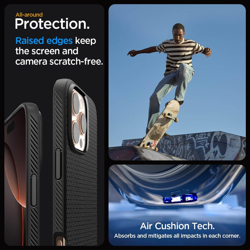 Spigen Liquid Air Back Cover Case Compatible with iPhone 16 Pro Max (TPU | Matte Black) - The Digital Hub