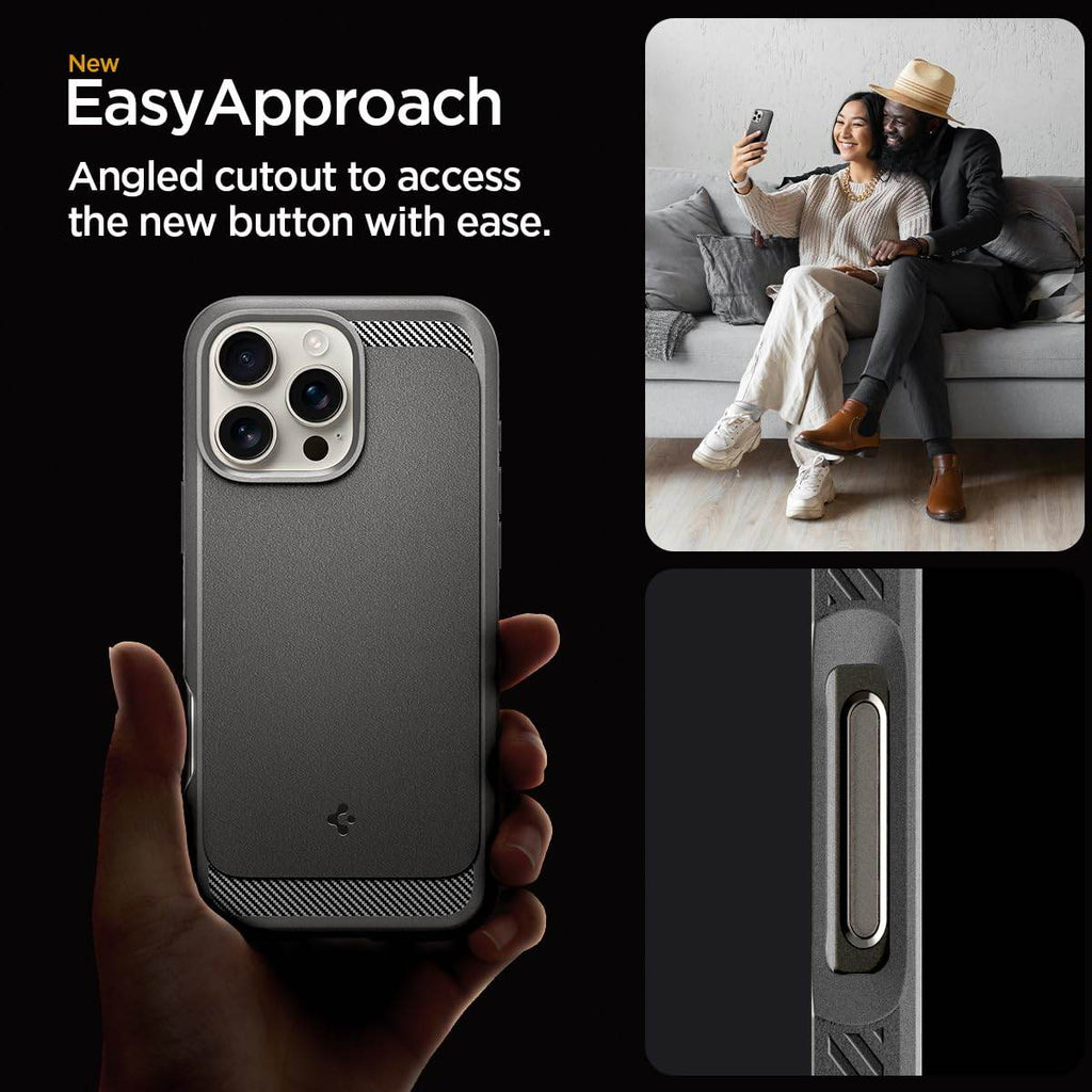 Spigen Rugged Armor Magfit Back Cover Case Compatible with iPhone 16 Pro Max (TPU + Poly Carbonate | Gray) - The Digital Hub