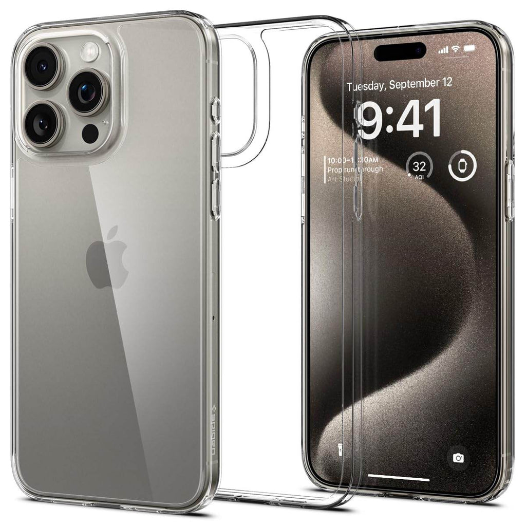 Spigen Air Skin Hybrid Back Cover Case Compatible with iPhone 15 Pro Max (TPU + Poly Carbonate | Crystal Clear) - The Digital Hub