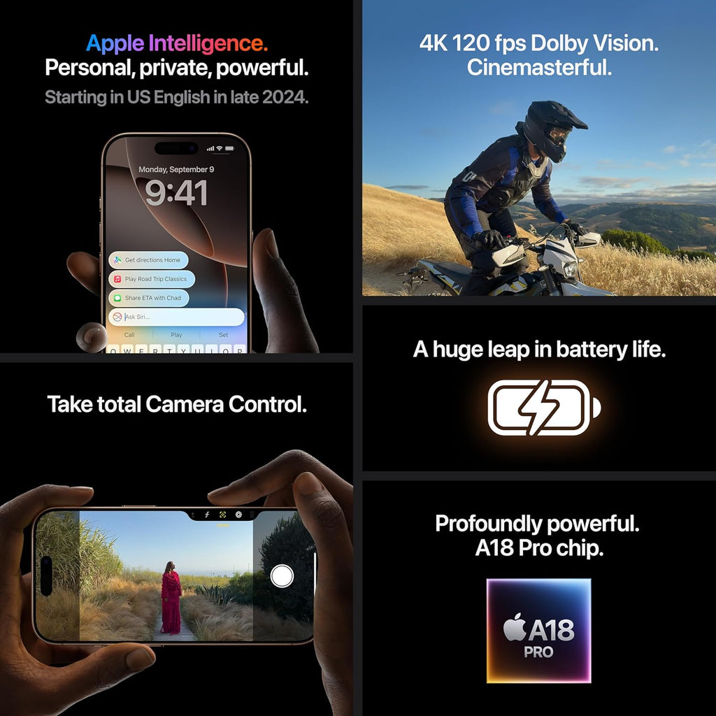 iPhone 16 Pro 128 GB: 5G Mobile Phone with Camera Control, 4K 120 fps Dolby Vision and a Huge Leap in Battery Life. Works with AirPods; Natural Titanium