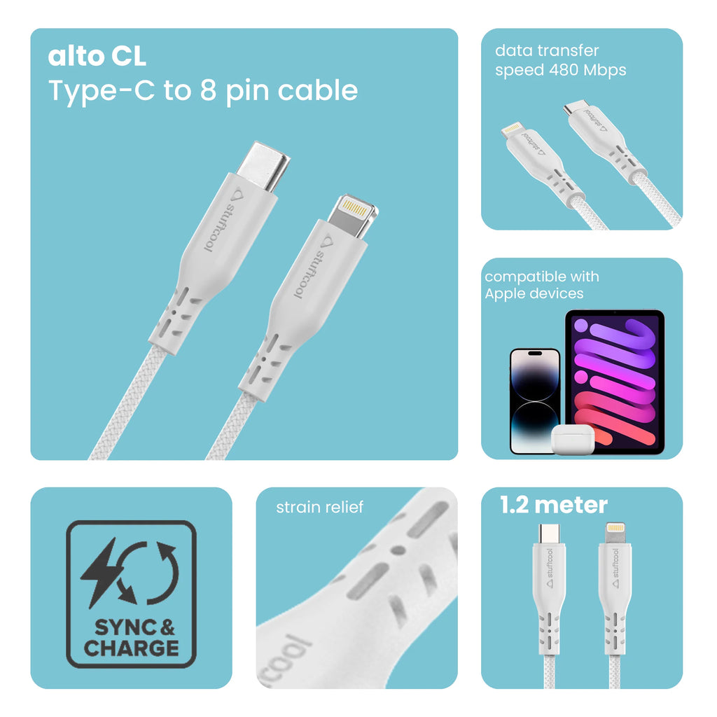 Stuffcool Alto USB C to Lightning 20W cable for IOS Device The Digital Hub