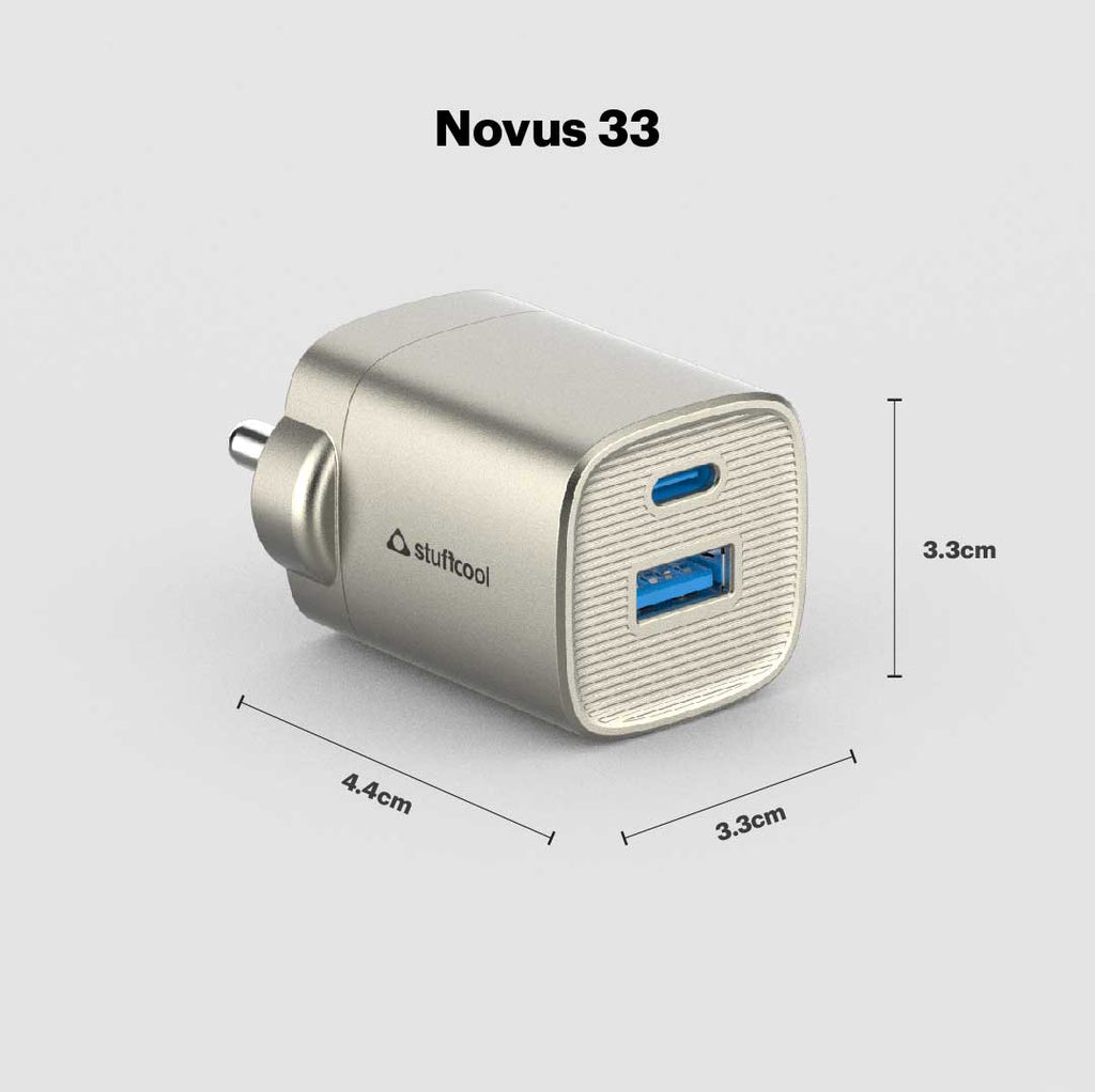 Stuffcool Novus 33W GaN Charger with Titanium Finish The Digital Hub