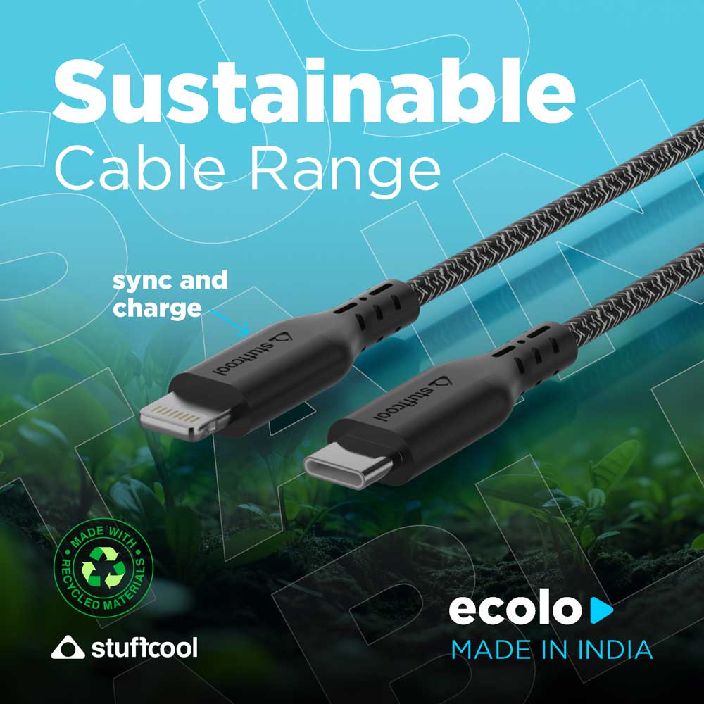 Stufcool Ecolo Made From Recycled Plastic Type C to Lightning PD 20W Sync & Charge Cable The Digital Hub