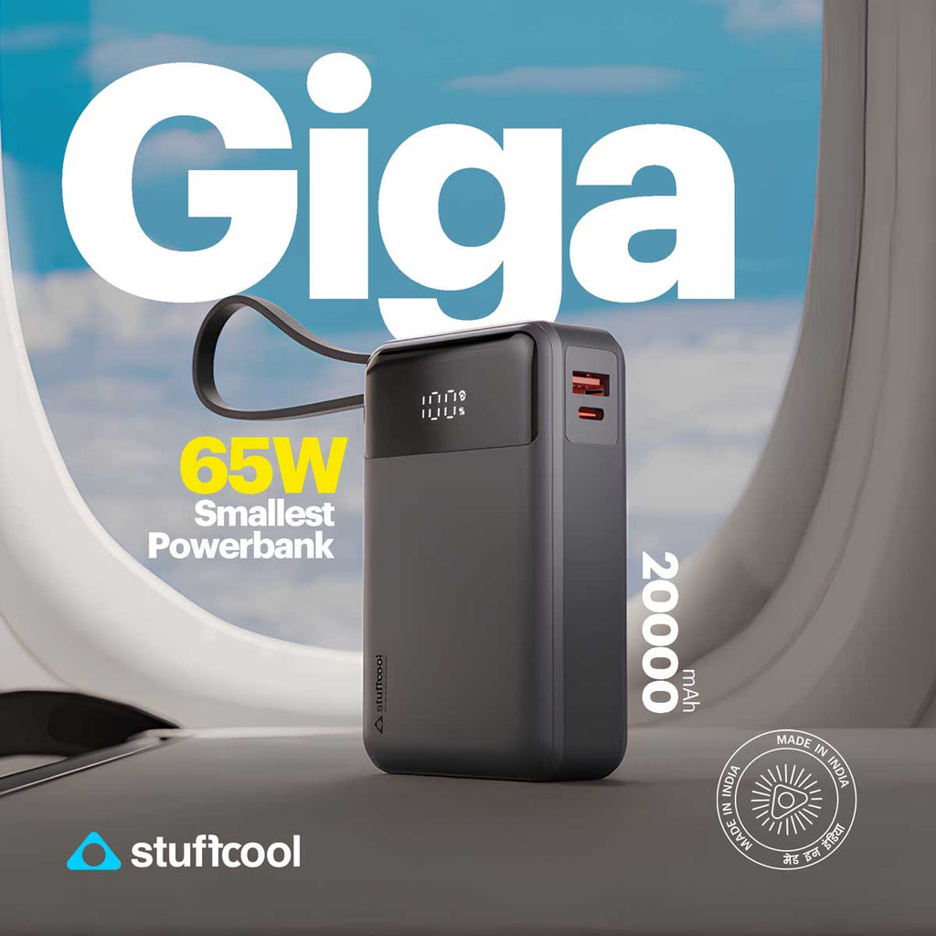 StuffCool Giga smallest 65W 20000 mAh Powerbank With Built-in Type C Cable The Digital Hub