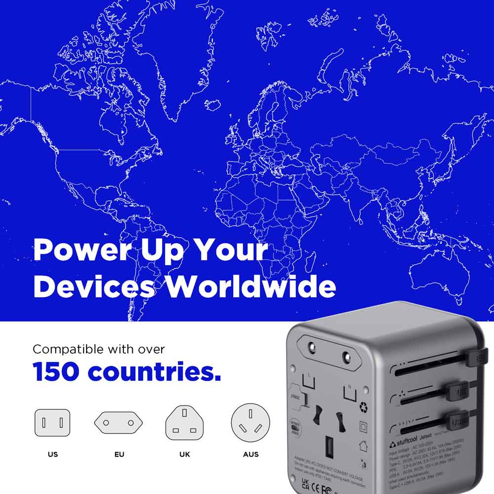 Stuffcool Jetset Universal World Travel Adapter with PD20W Type C port The Digital Hub